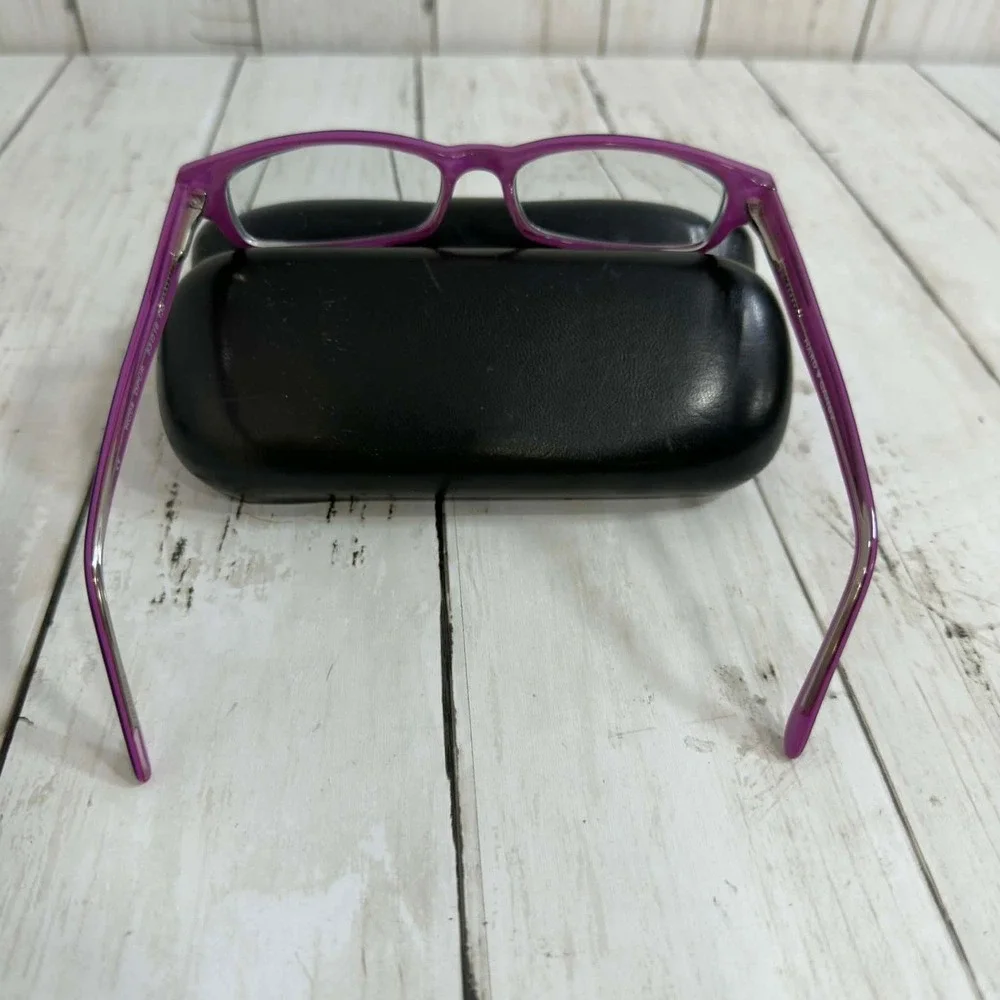 Hard Candy Women's Purple Rectangle Eyeglasses with Case Trendy Y2K Frames